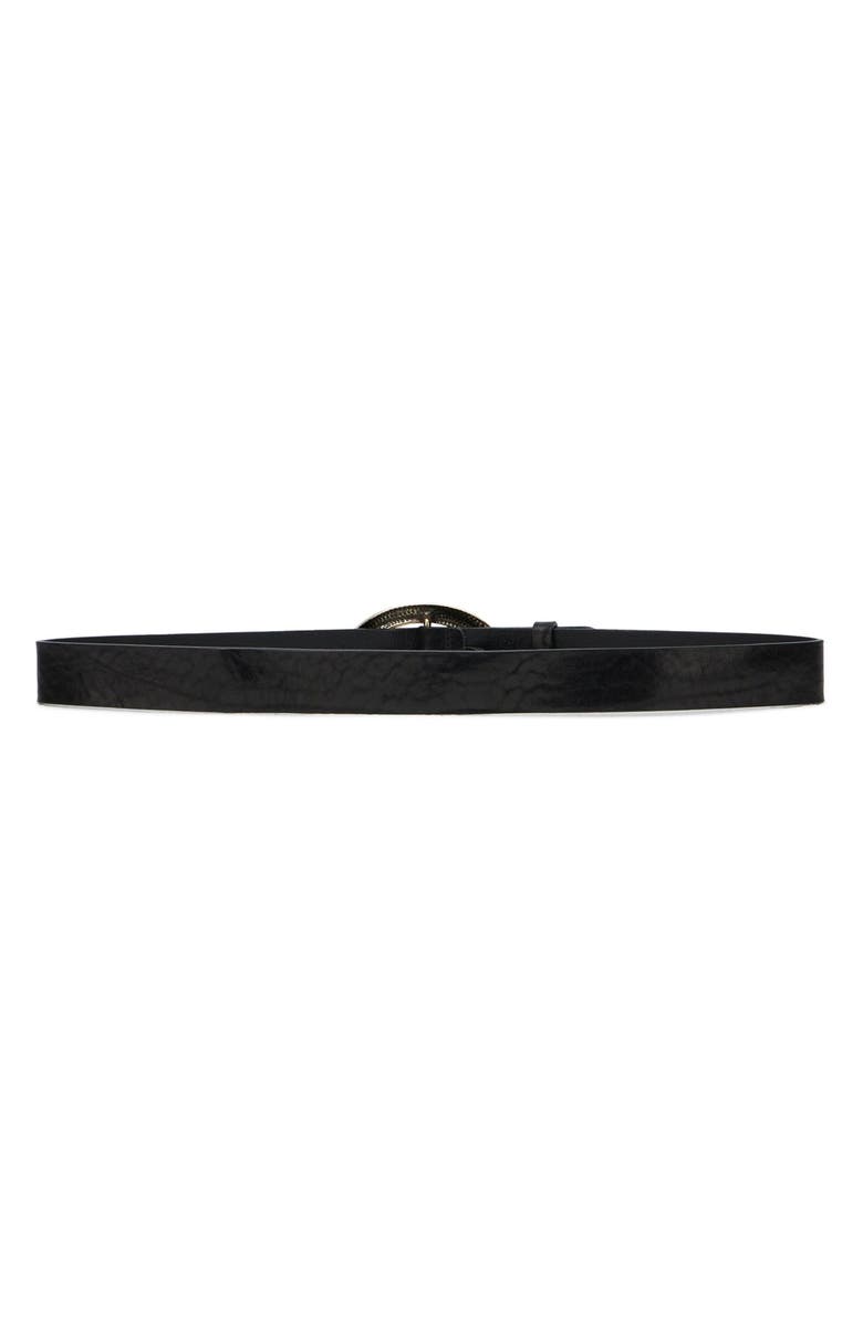 Fortela Gold Buckle Leather Belt, Alternate, color, Black