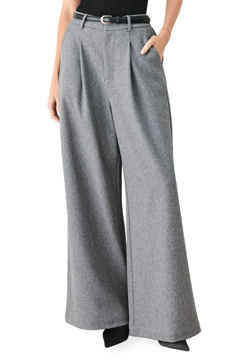 Wide Leg Pants with Belt, Main, color, GREY