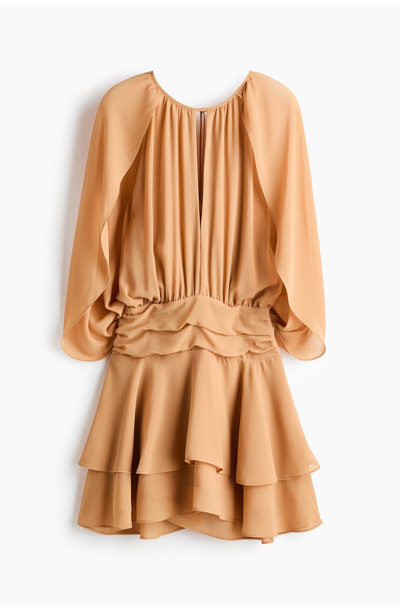 H&M Cape-detail Chiffon Dress, Main, color, Dusty Orange
