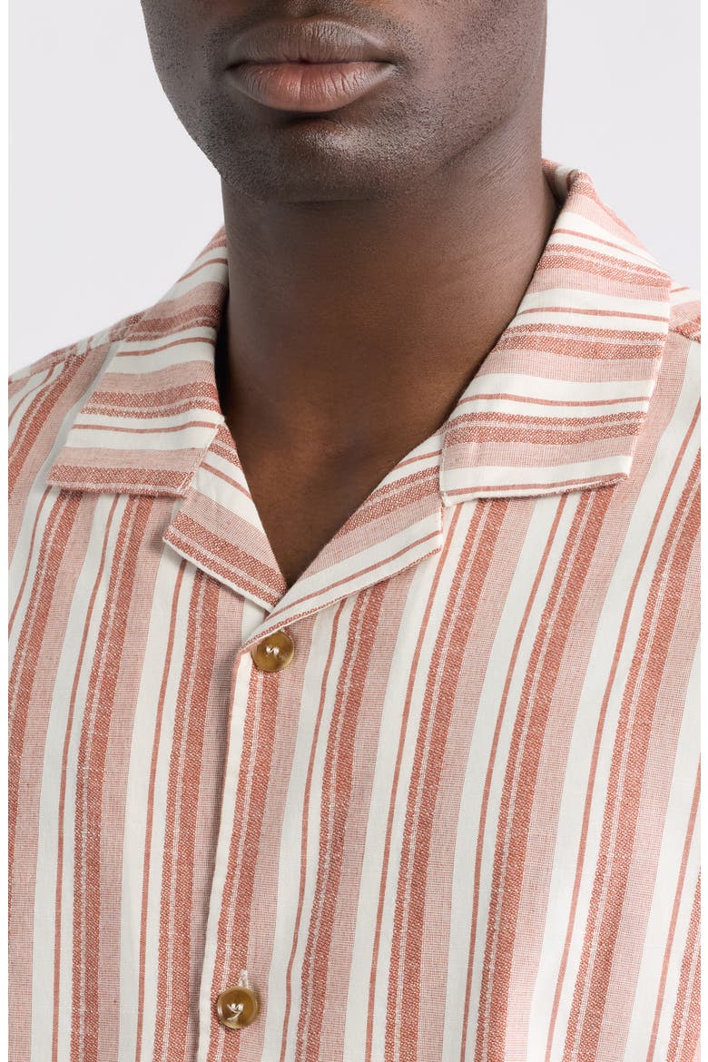 Vacation Stripe Cotton Camp Shirt, Alternate, color, NATURAL