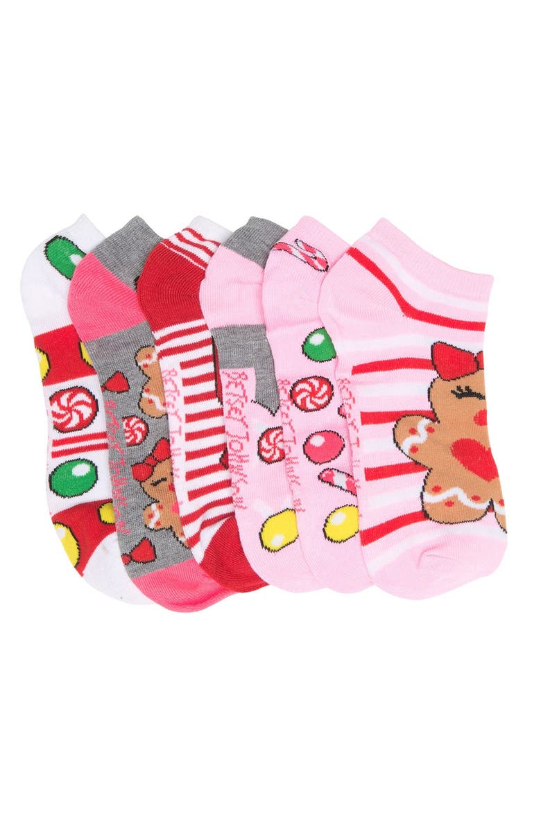 Betsey Johnson Mixed Print Low Cut Socks - Pack of 6, Main, color, 