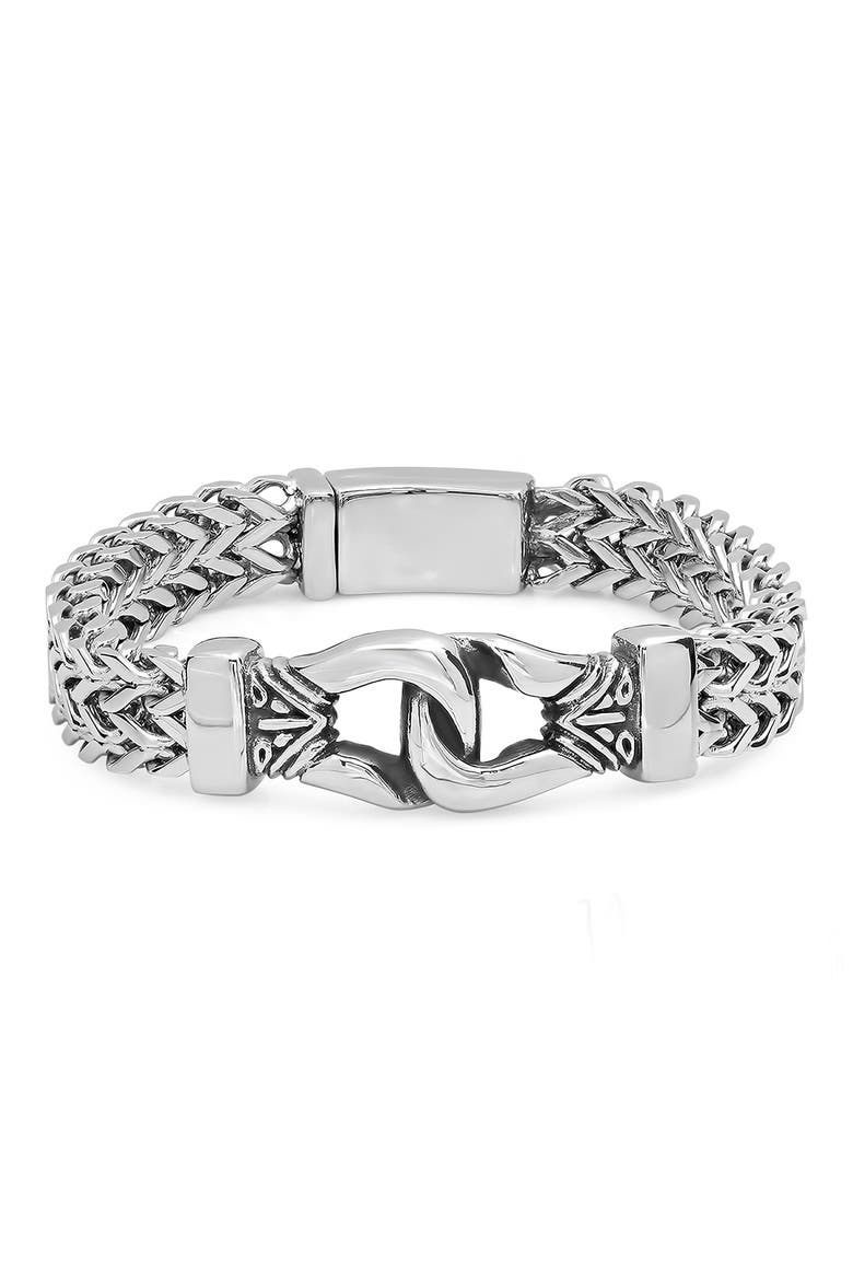 Men's Stainless Steel Double Chain Bracelet, Main, color, METALLIC