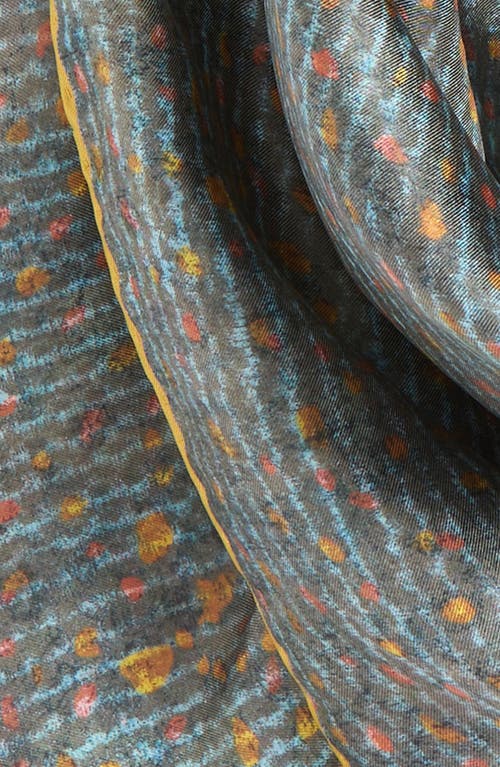 Lafayette 148 New York Textile Print Silk Twill Square Scarf In Gray