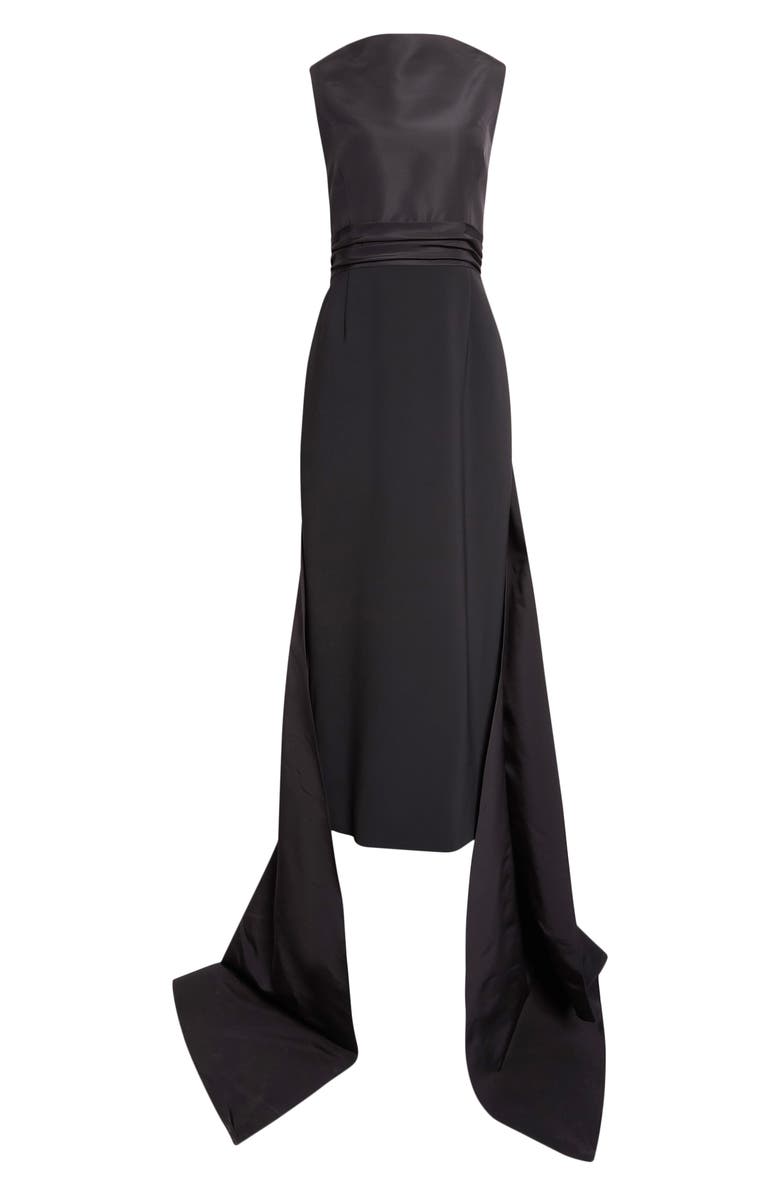 Carolina Herrera Back Bow Silk Faille & Viscose Column Dress, Main, color, Black