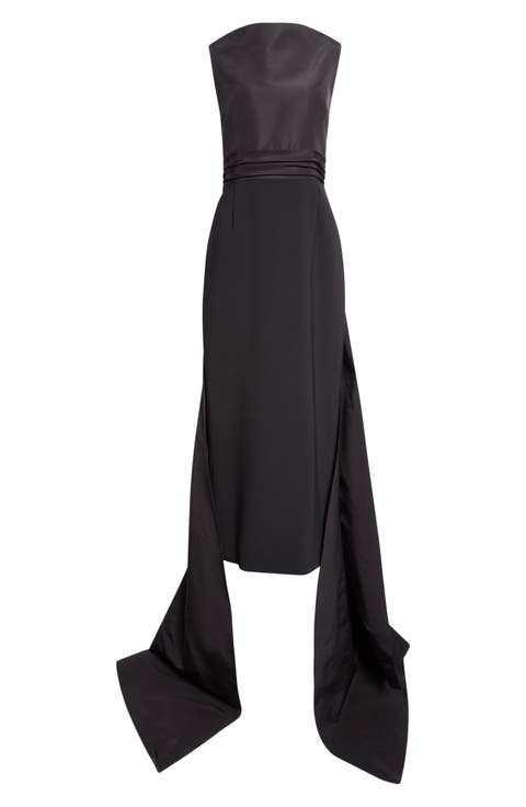 Back Bow Silk Faille & Viscose Column Dress