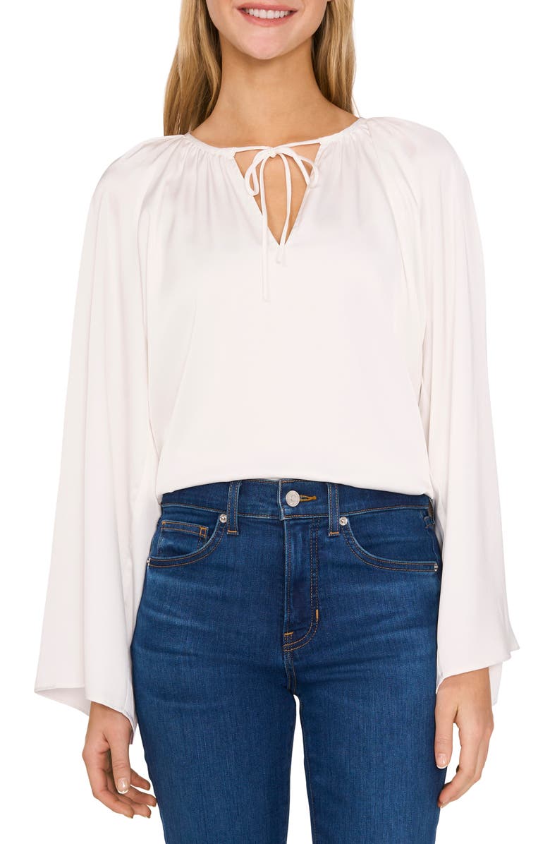 CeCe Satin Peasant Top, Main, color, 