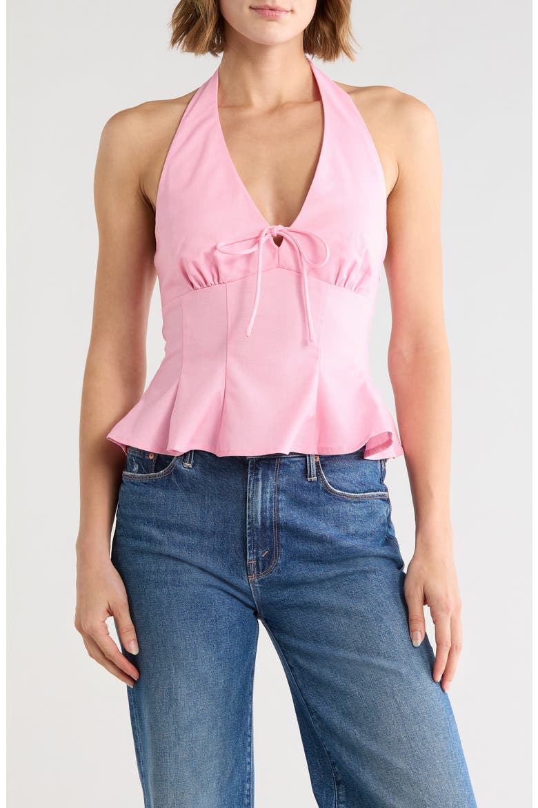 Halter Peplum Top, Main, color, PINK