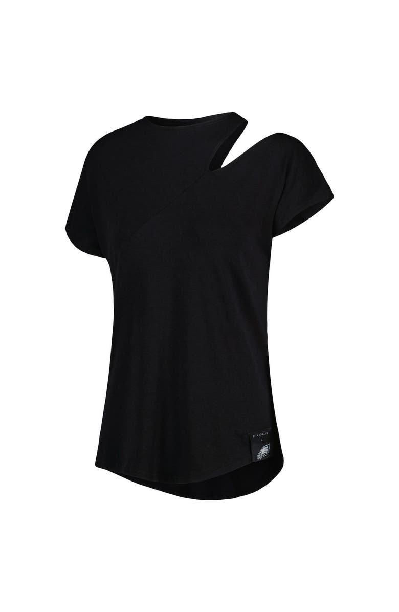 KIYA TOMLIN Women's KIYA TOMLIN Black Philadelphia Eagles Cut Out Tri-Blend Shirt, Alternate, color, 