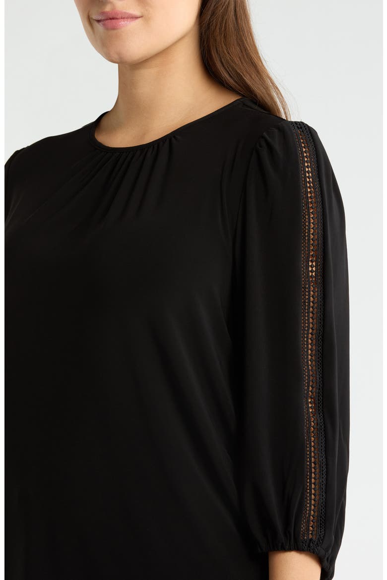 Lace Inset Sleeve Top, Alternate, color, BLACK
