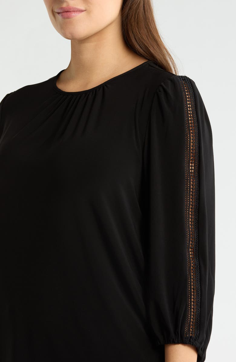 KASPER Lace Inset Sleeve Top, Alternate, color, Black