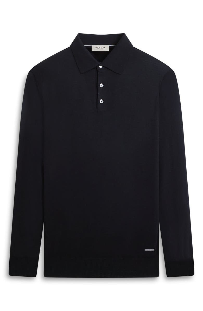 Bugatchi Merino Wool Polo Sweater, Alternate, color, Black