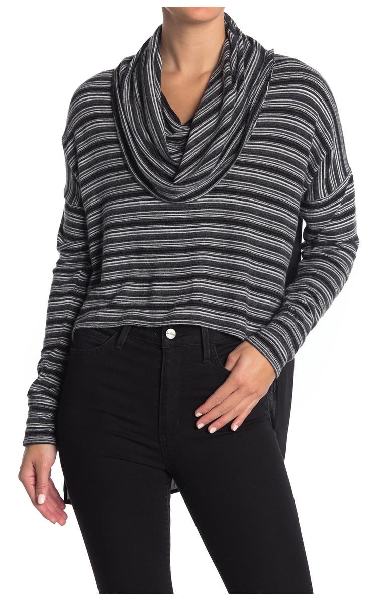 FIFTEEN TWENTY Cowl Neck Stripe High/Low Knit Top, Alternate, color, 