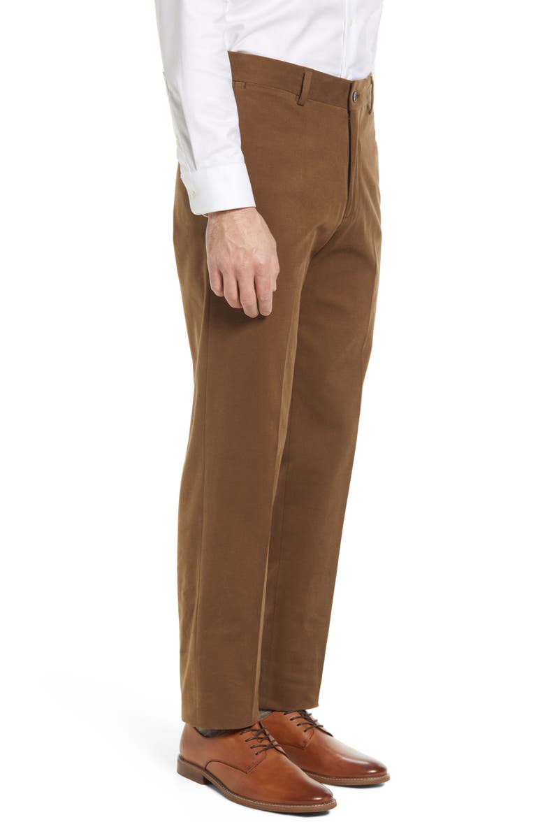 Berle Charleston Khakis Flat Front Brushed Twill Pants, Alternate, color, Tobacco