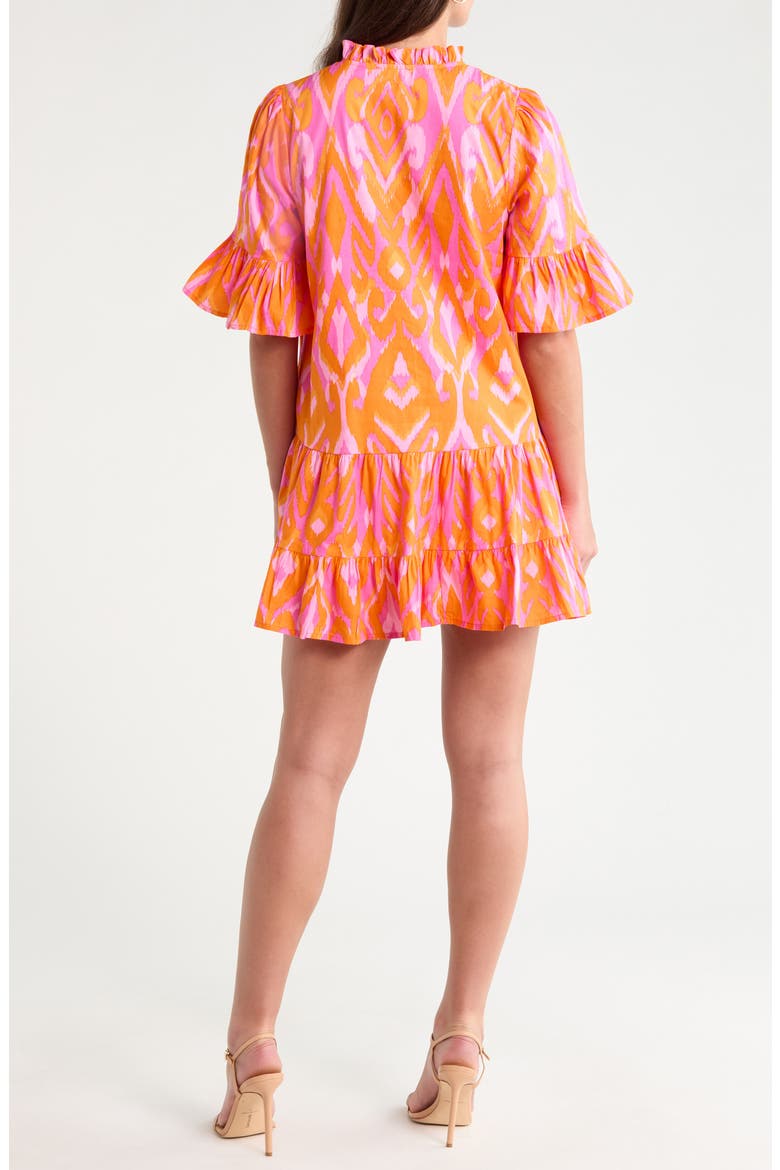 Auggie Ikat Print Cotton Shift Minidress, Alternate, color, ORANGE-PINK