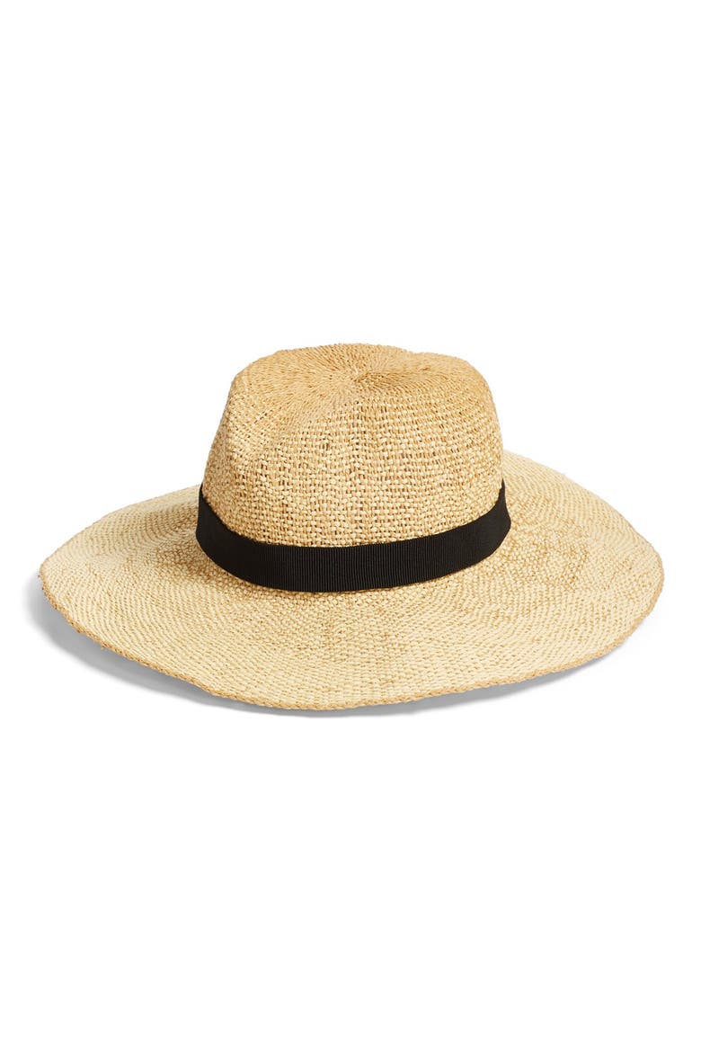 Packable Straw Hat, Main, color, DARK NATURAL MIX