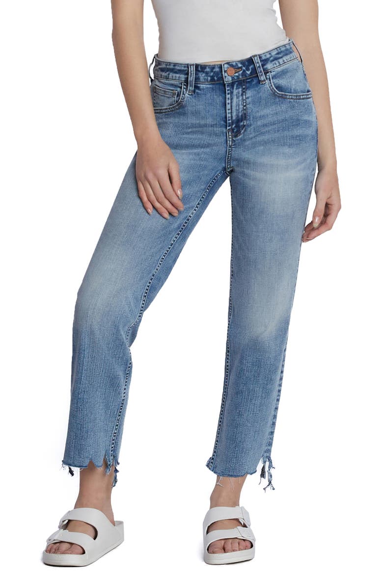 HINT OF BLU Chew Hem Crop Boyfriend Jeans, Main, color,