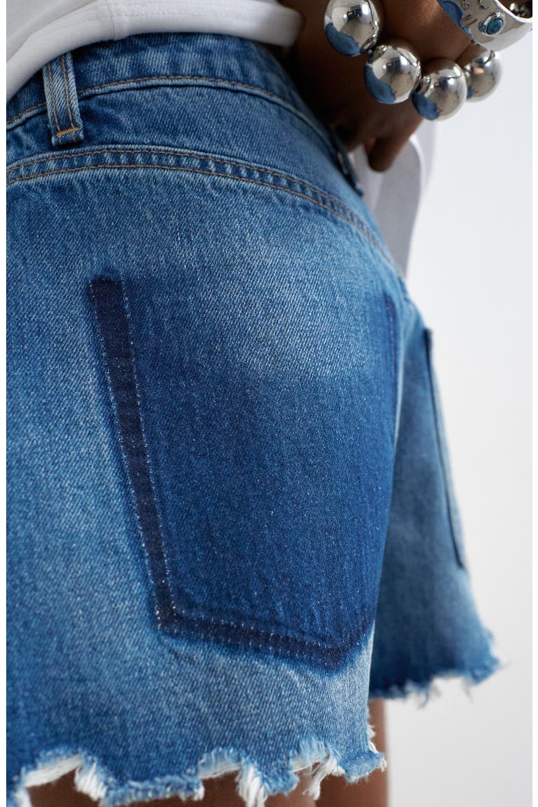 Distressed Denim Cutoff Shorts, Alternate, color, MEDIUM BLUE