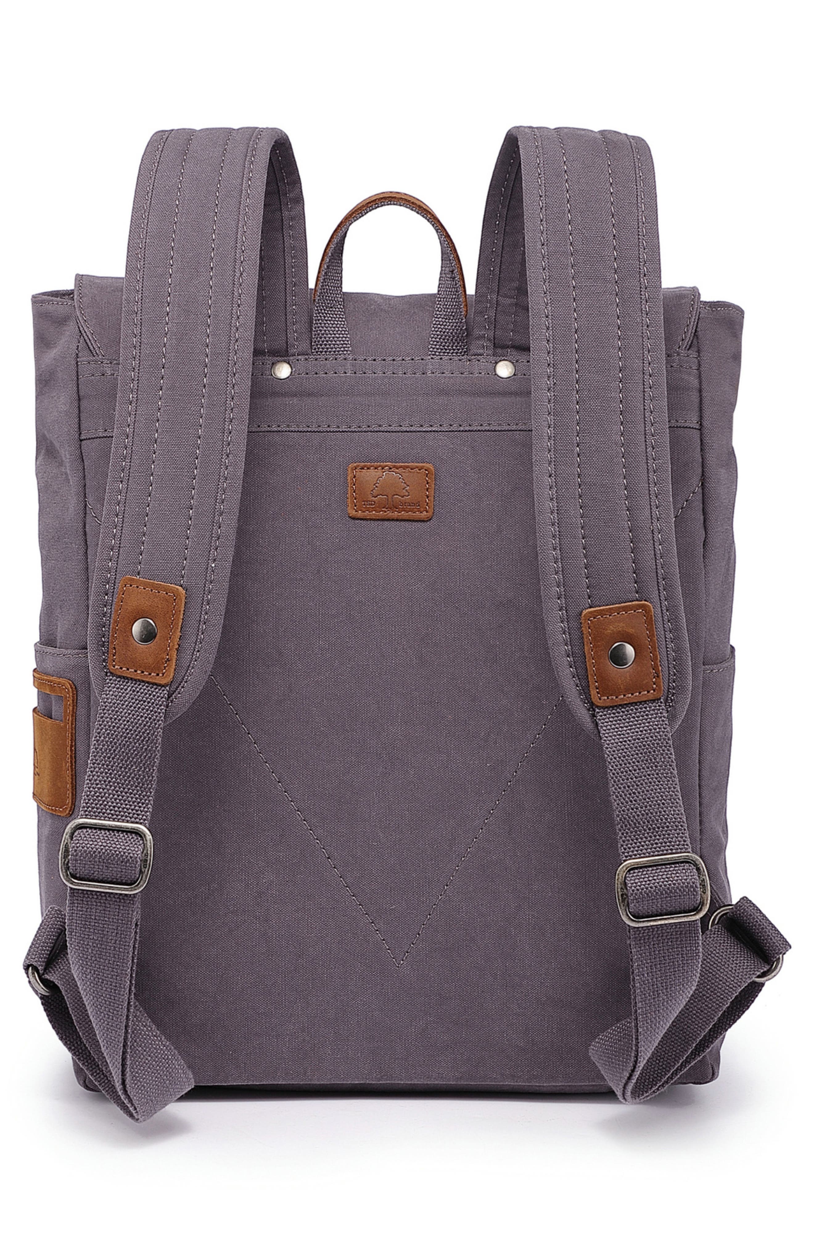 Sunny Trail Canvas & Leather Backpack, Alternate, color, GREY