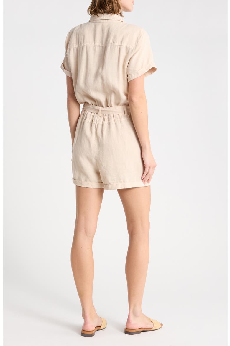 Short Sleeve Linen Romper, Alternate, color, LINEN SAND