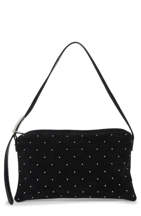Studded Faux Suede Hobo