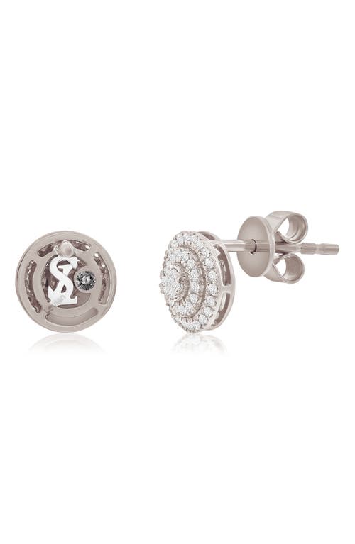 Suzy Levian Diamonds Pavé Diamond Round Stud Earrings In White Gold