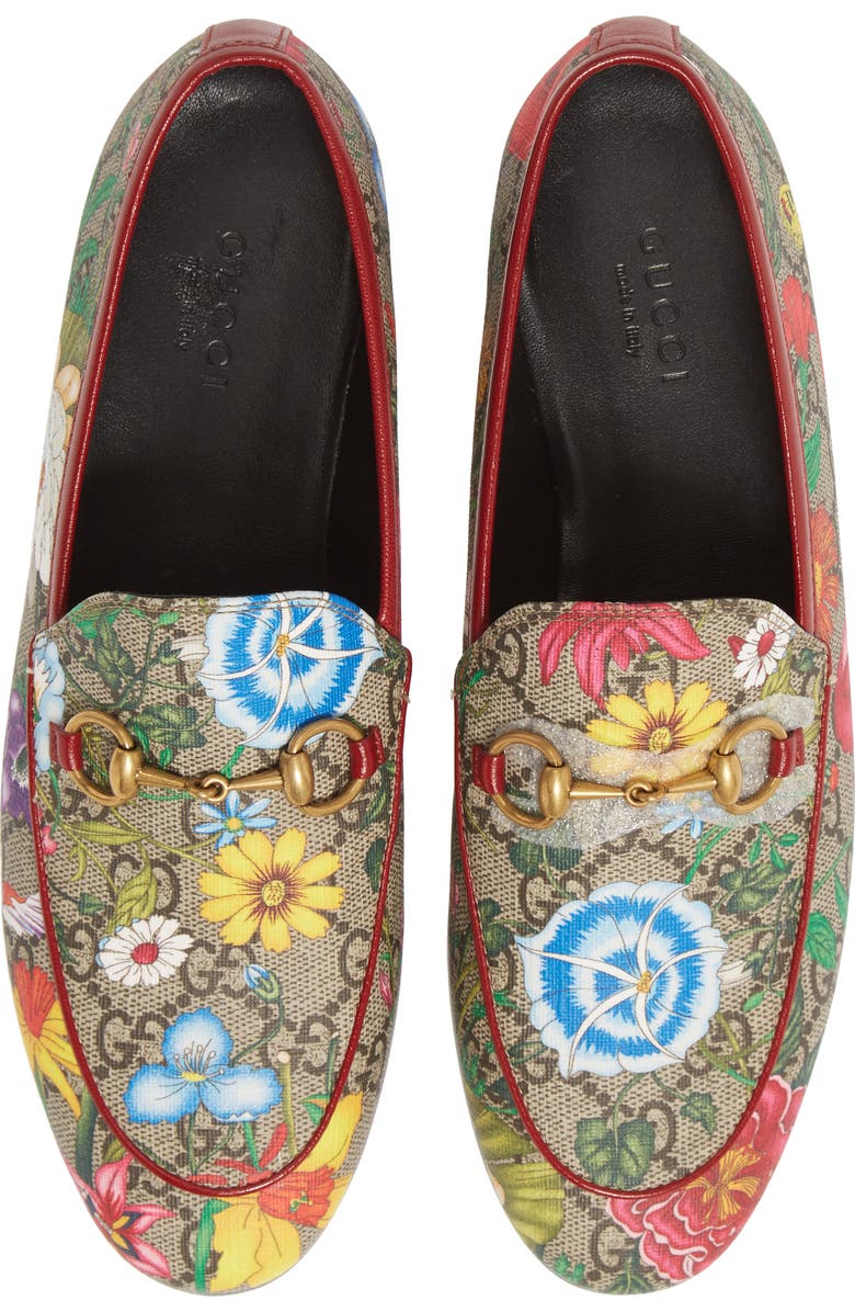 Gucci New Jordaan Floral GG Supreme Loafer, Alternate, color,