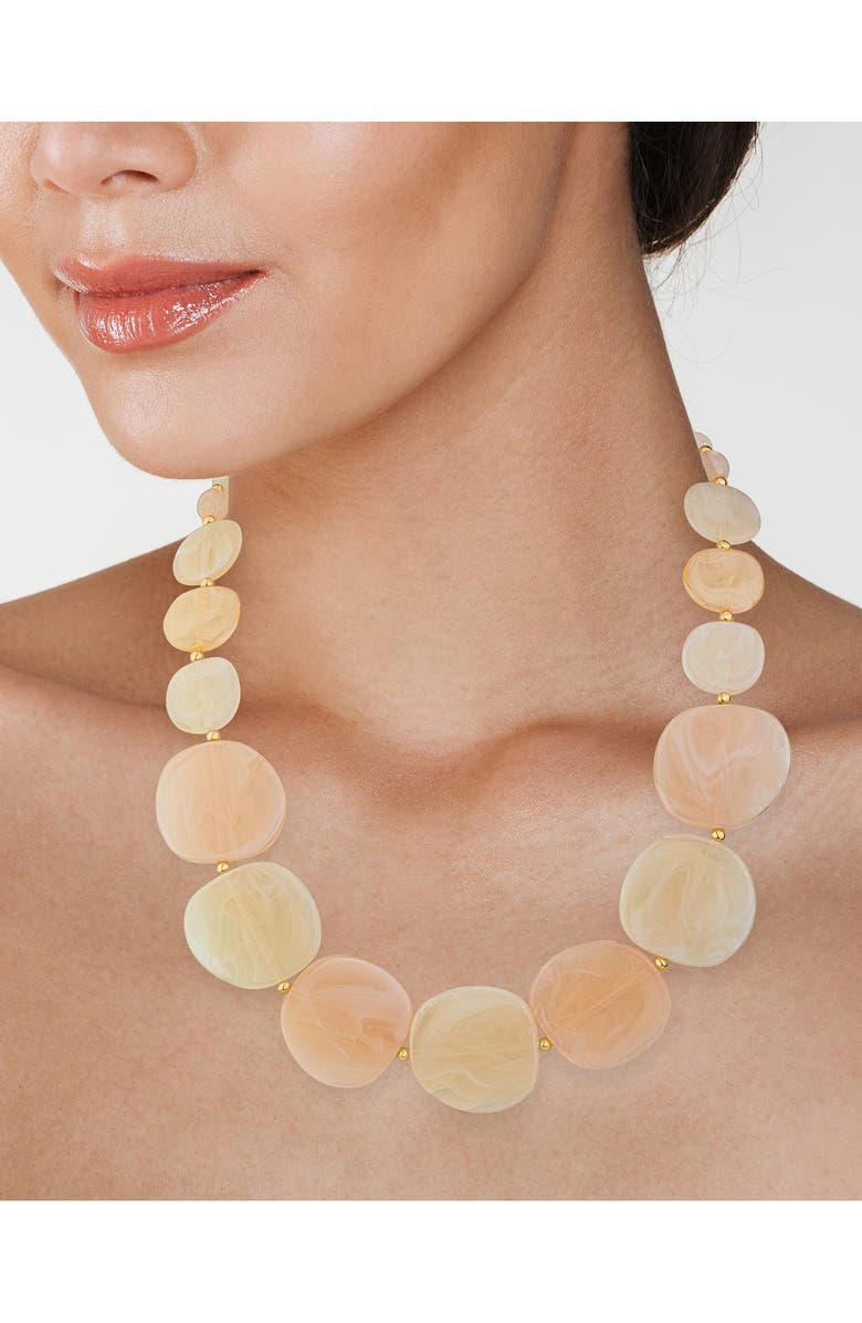 JARDIN Graduating Disc Necklace, Alternate, color, Beige/ Gold