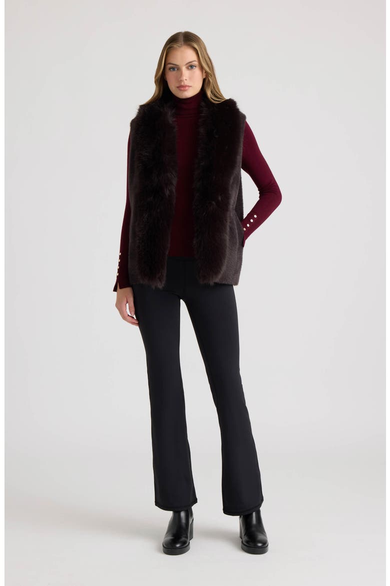 Jenny Eyelash Vest with Faux Fur Collar, Alternate, color, ESPRESSO