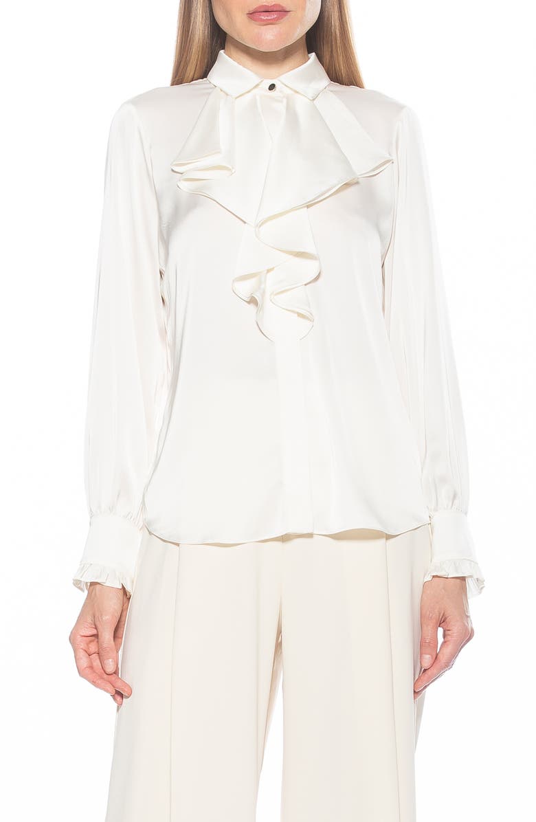 Alexia Admor Ruffle Point Collar Blouse, Main, color, Ivory