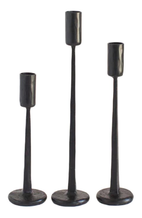 Dante Hand-Forged Iron Candle Stands - Set of 3