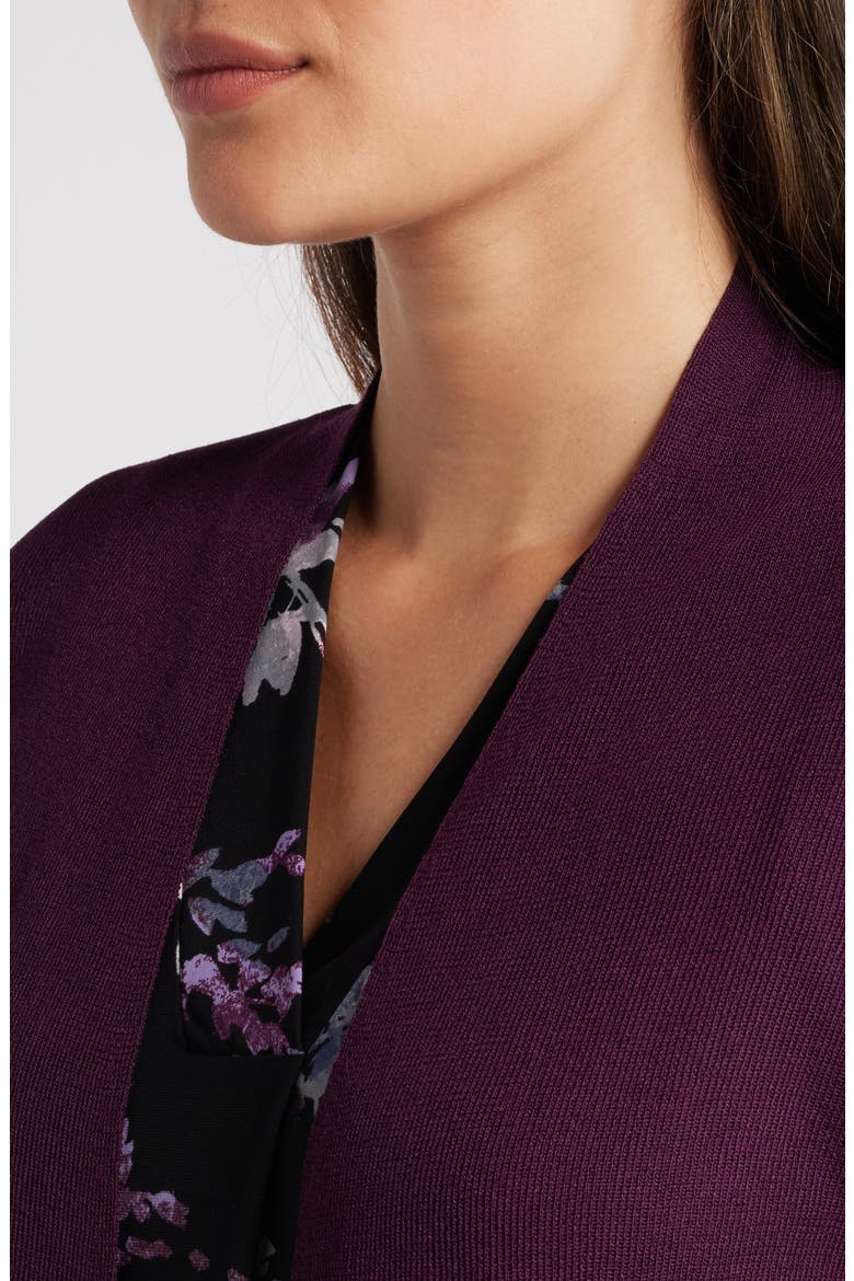 Monterey Peplum Cardigan, Alternate, color, DEEP PLUM