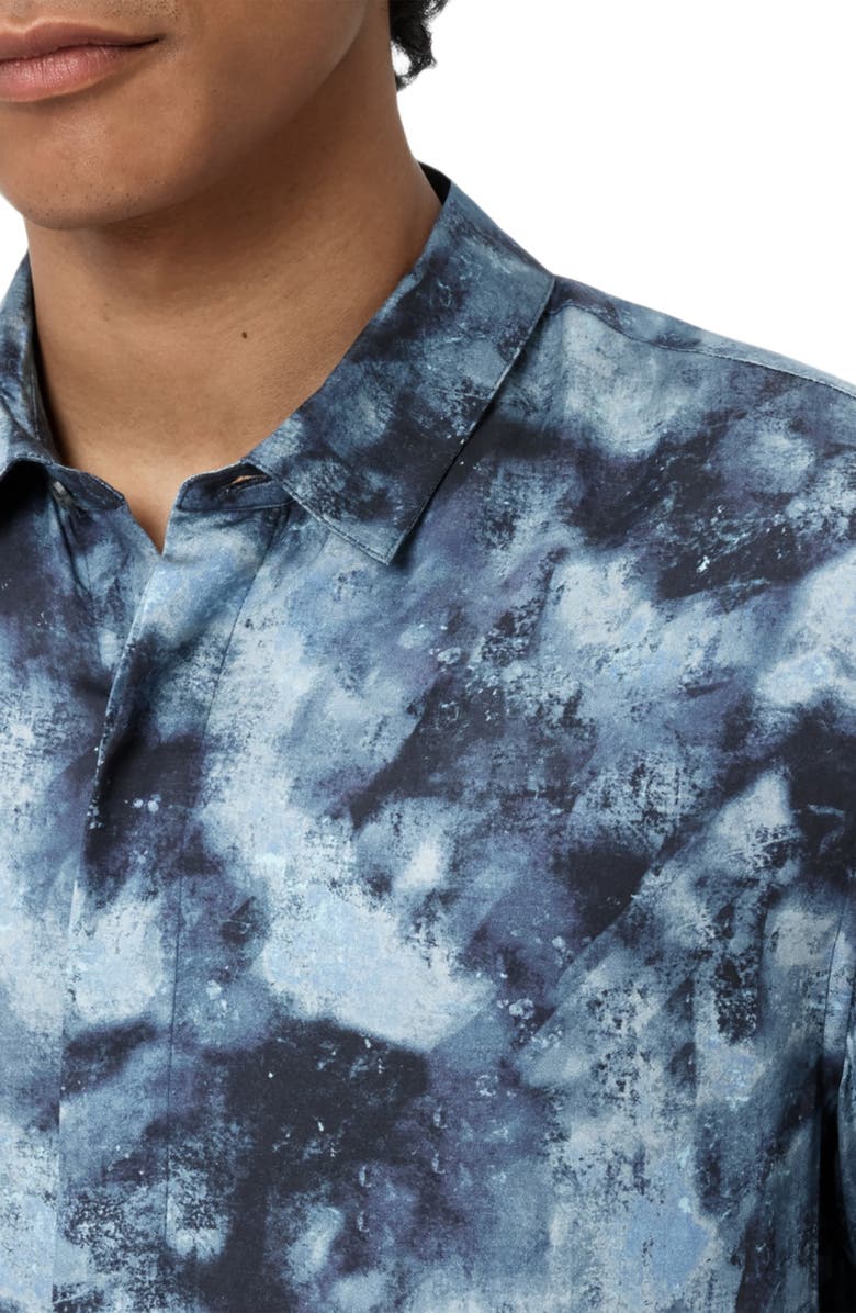 John Varvatos Rodney Hidden Placket Button-Up Shirt, Alternate, color, Titanium Blue