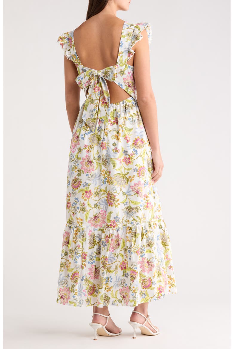 Pany Floral Ruffle Maxi Dress, Alternate, color, PINK-GREEN-BLUE