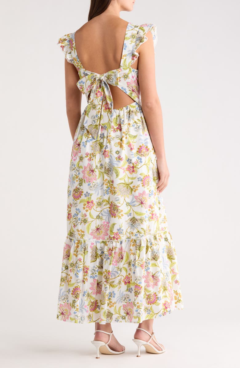 SUGARLIPS Pany Floral Ruffle Maxi Dress, Alternate, color, Pink-Green-Blue