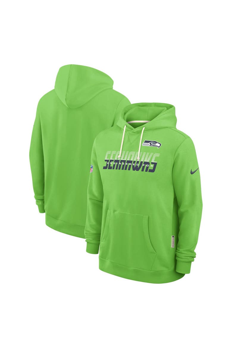 Men's Nike Neon Green Seattle Seahawks Sideline Standard Issue Top Prospect Dri-FIT Hoodie, Main, color, Neon Green