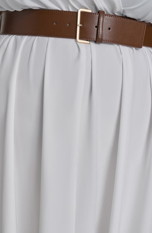 Shop Calvin Klein Comm Belted Midi Shirtdress In Cream