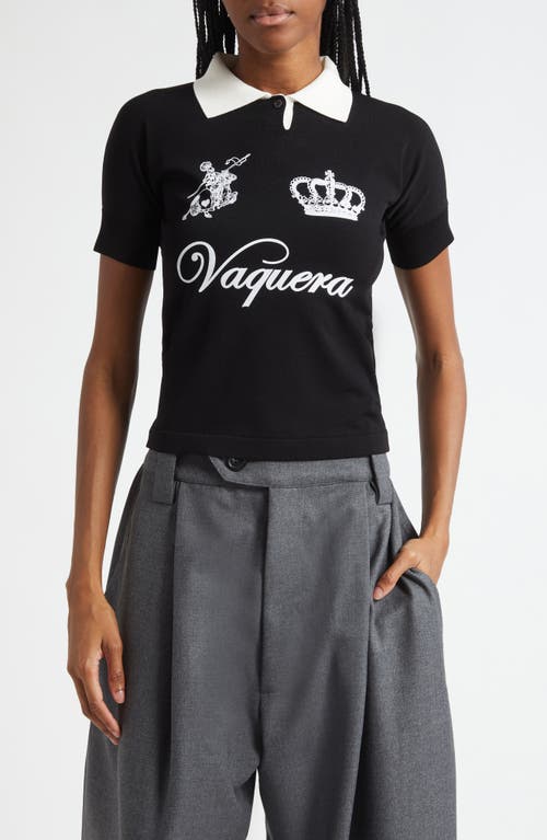 Vaquera Short Sleeve Polo in Black White 1  product