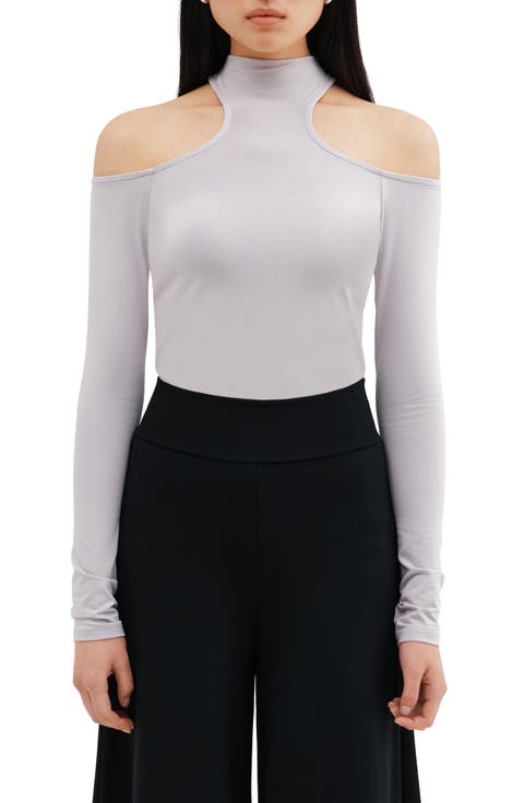 Cairo Cutout Mock Neck Top
