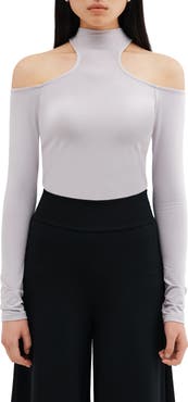 Two Lines by Marcella Cairo Cutout Mock Neck Top
