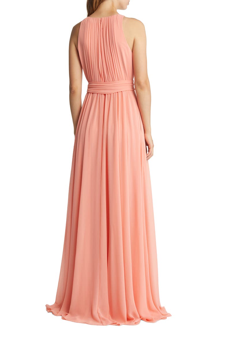 Badgley Mischka Collection Pleated Georgette Gown, Alternate, color, 