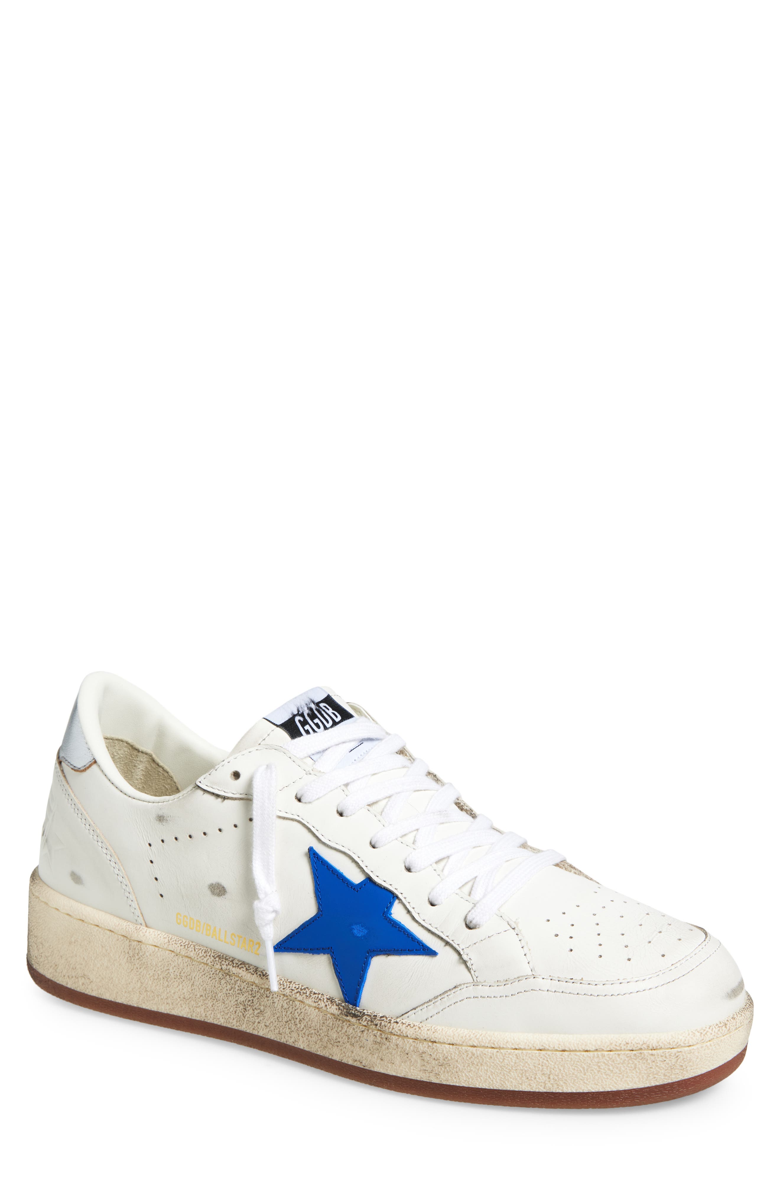 Golden Goose Ball Star Low Top Sneaker, Main, color, Optic White/ Blue/ Silver