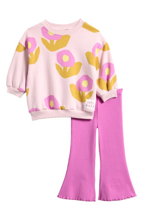 Kids' Floral Sweatshirt & Flare Pants Set (Baby, Toddler & Little Kid)