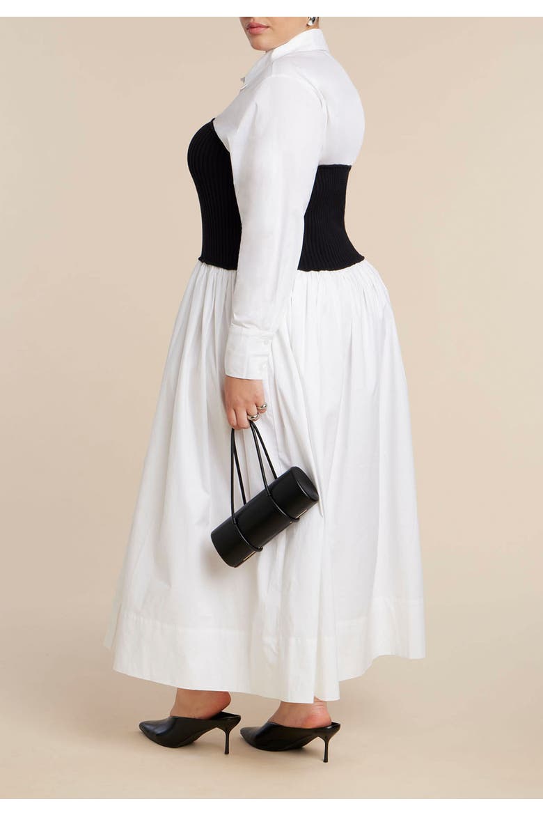 Sweater Twofer Shirt Dress, Alternate, color, WHITE BLACK