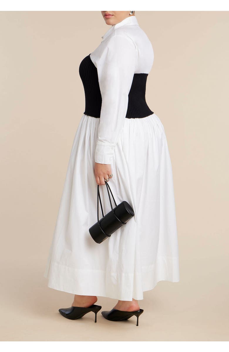 ELOQUII Sweater Twofer Shirt Dress, Alternate, color, White Black