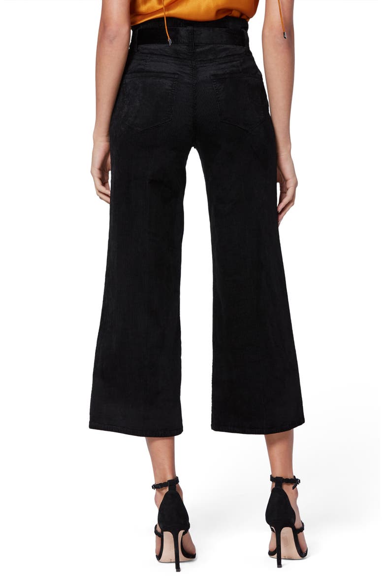 Sutton Paperbag Crop Wide Leg Corduroy Pants, Alternate, color, BLACK