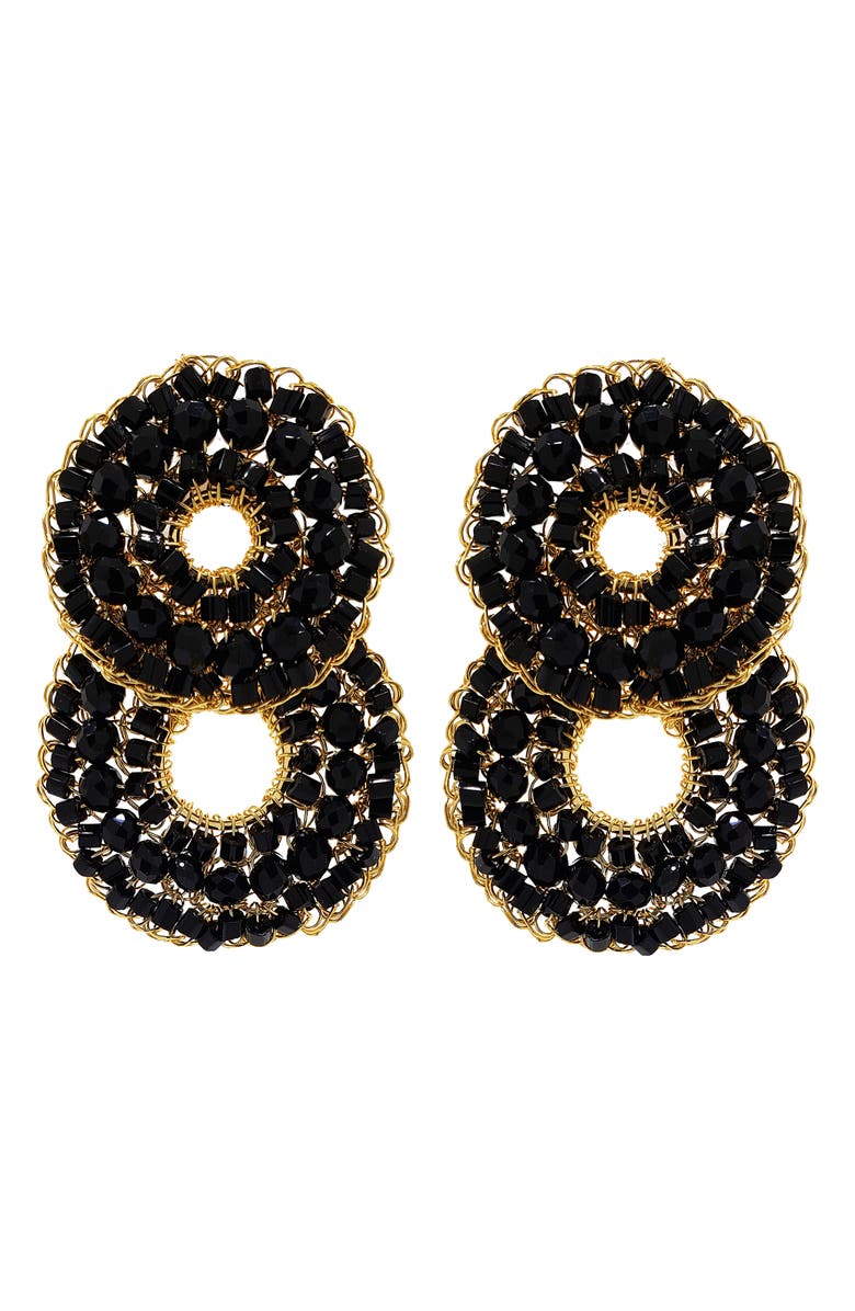 Lavish by Tricia Milaneze Lavish Jewelry Crystal Bead Double Hoop Earrings, Main, color,
