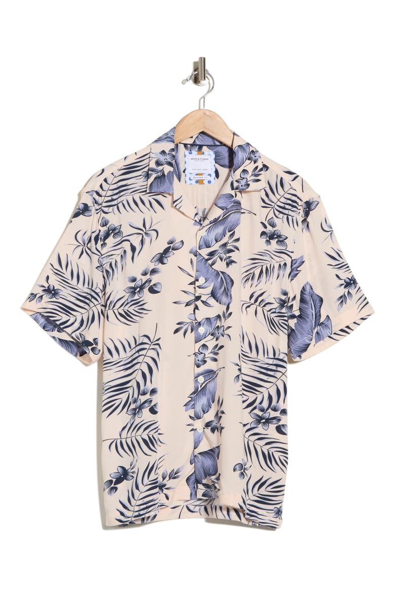 Relaxed Fit Floral Camp Shirt, Alternate, color, OFF WHITE