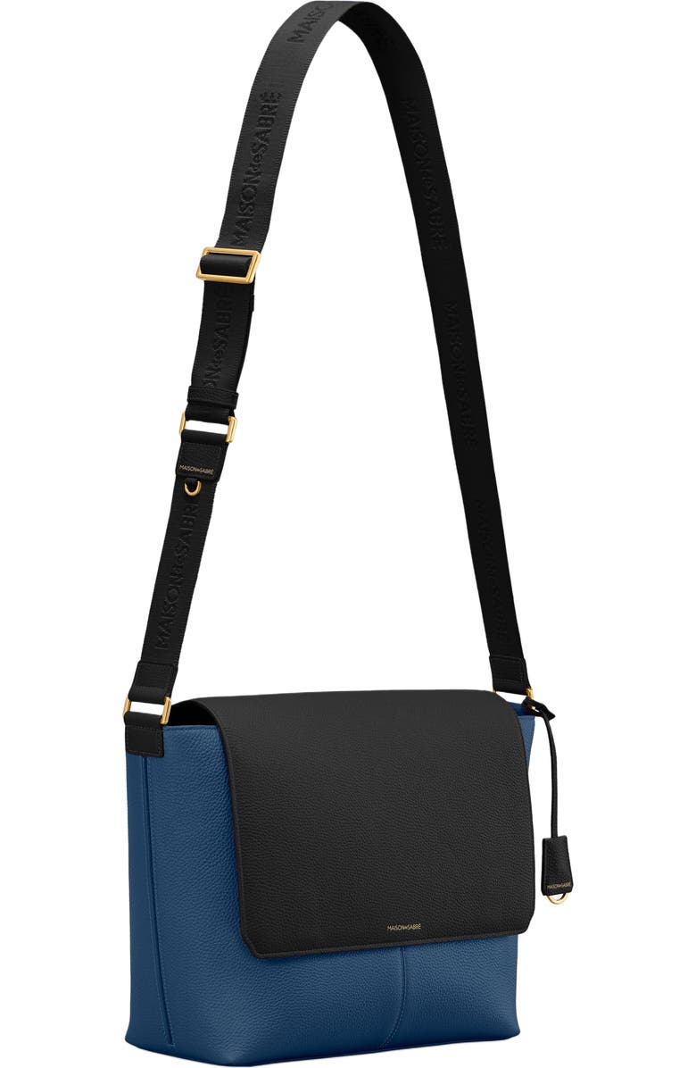 MAISON de SABRÉ Leather Flaire Messenger Bag, Alternate, color, Pacific Caviar