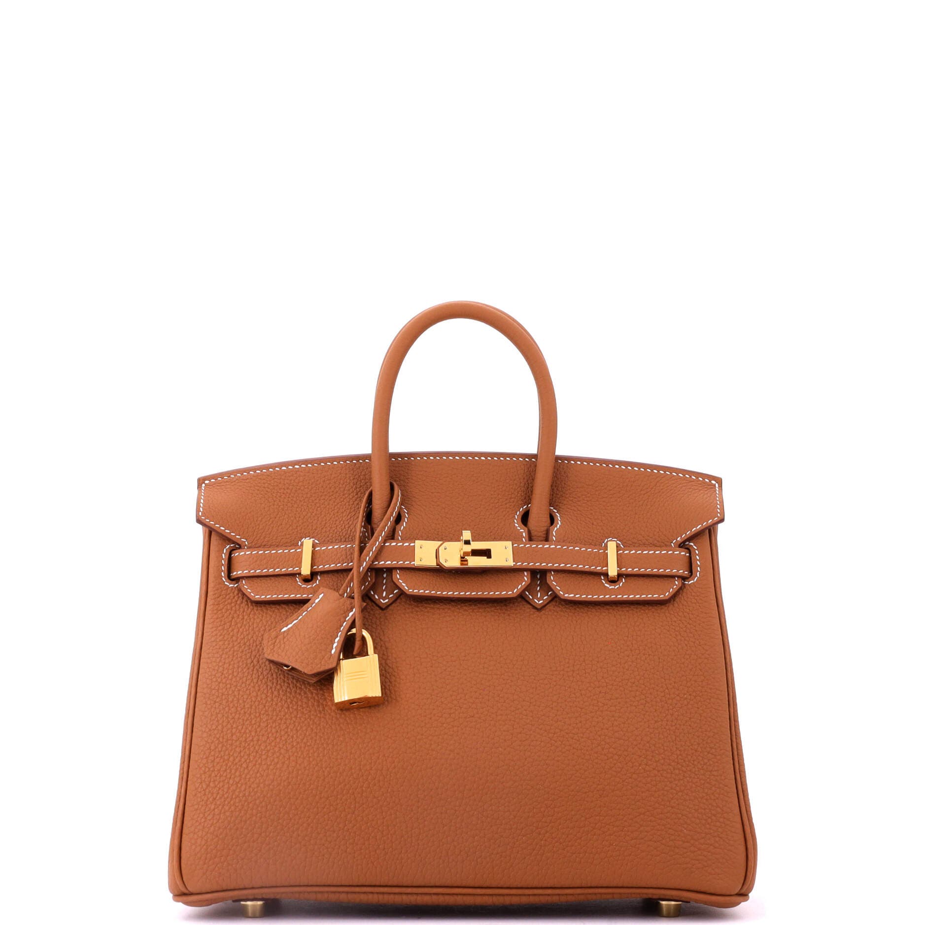 Pre-Owned Hermes Birkin Handbag Brown Togo with Gold Hardware 25, Main, color, Gold