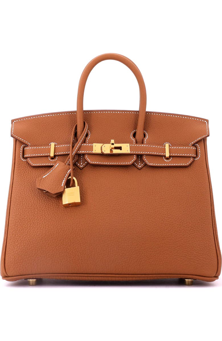 Pre-Owned Hermes Birkin Handbag Brown Togo with Gold Hardware 25, Main, color, Gold